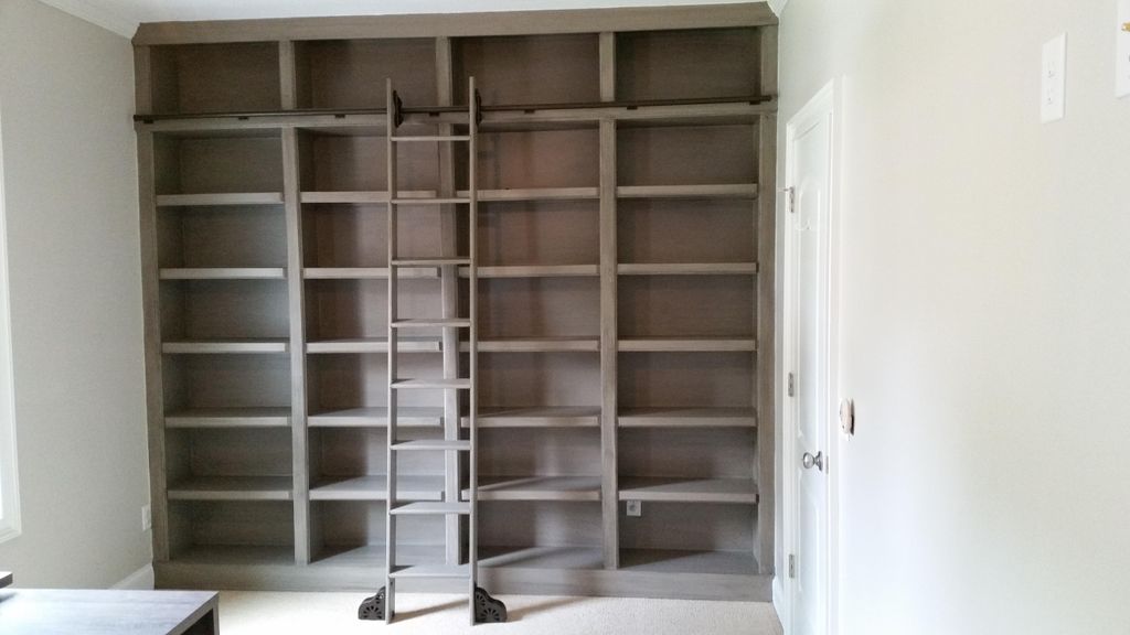 Another built-in bookshelves with a "Antique" gray