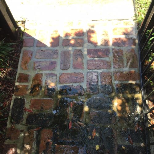 Before and after pressure washing.