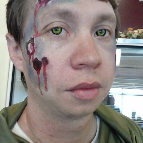 Co-worker's face paint for Halloween, 2014.