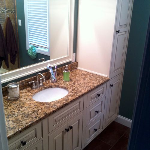 St. Peters master bath remodel. Vanity with tower 