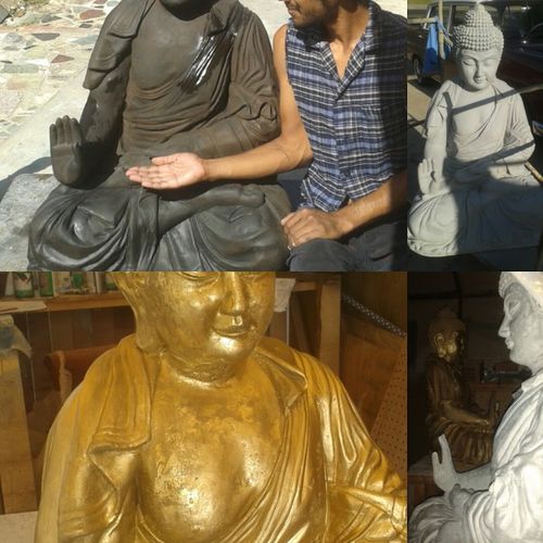 Big Buddha statues, grand entry planting urns, hug