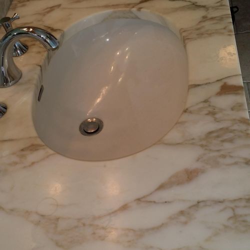 Marble counter top before polishing