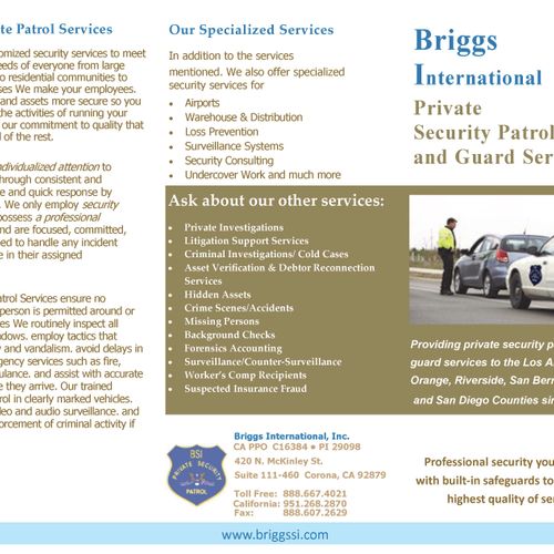 Private Patrol and Security Guard Services. Profes