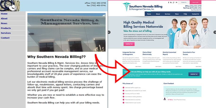 Before and After SNVBill.com WordPress Web Design 