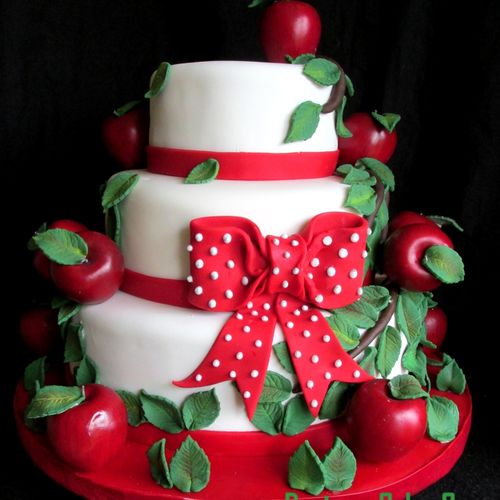 3 Tier Sculpted Apple with White Chocolate Red Rib