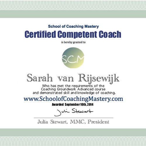 My Certification from The School of Coaching Maste
