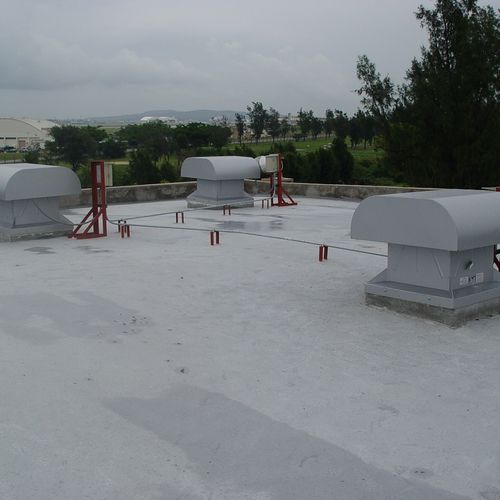 Venting added to pre-existing concrete roof.