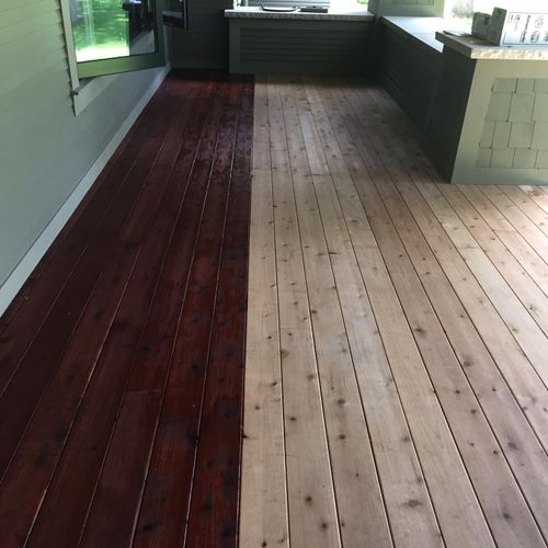 Redwood deck staining 
