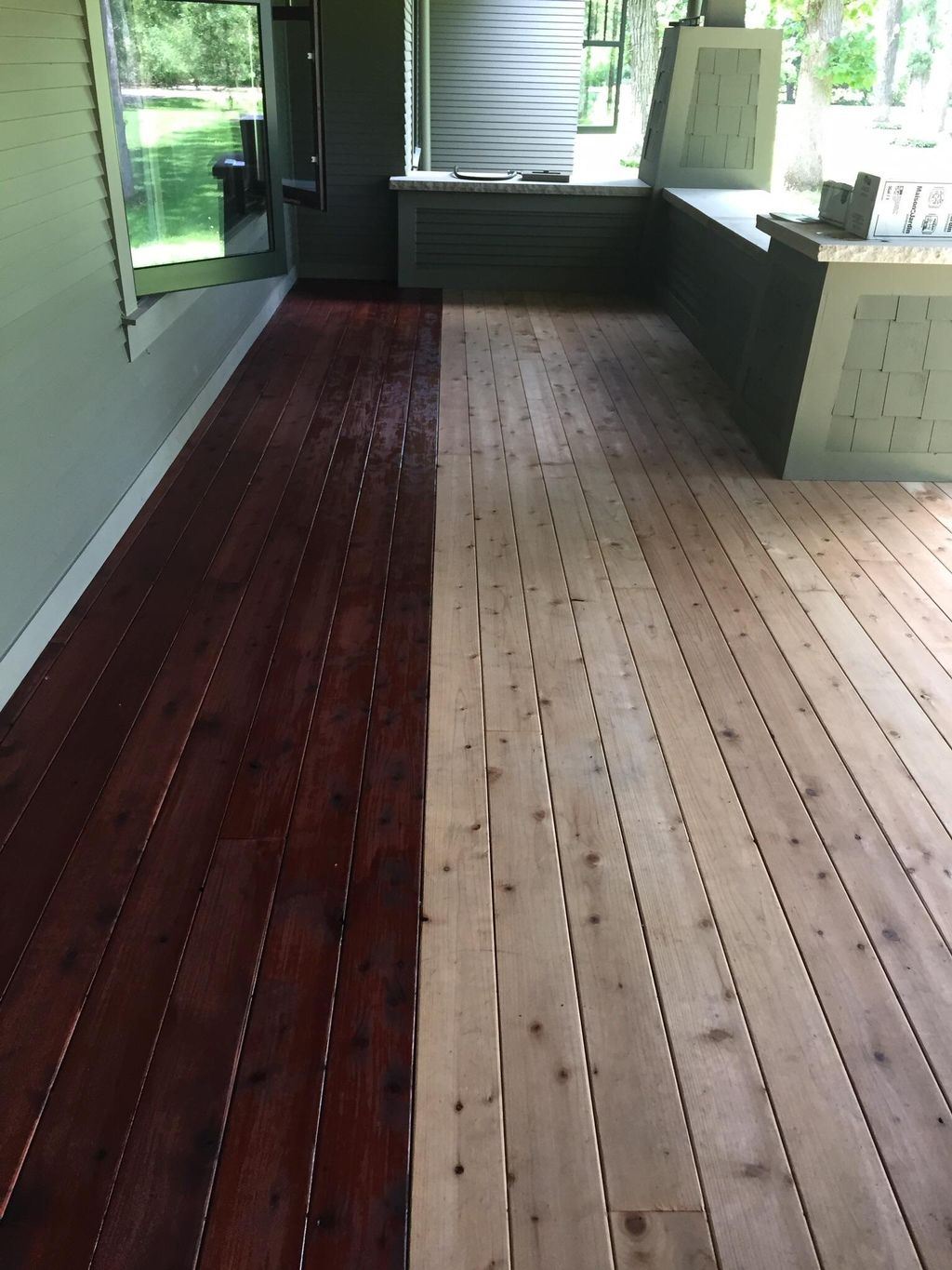 Redwood deck staining 