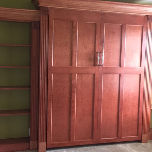Murphy bed with bookshelves. Solid maple. 