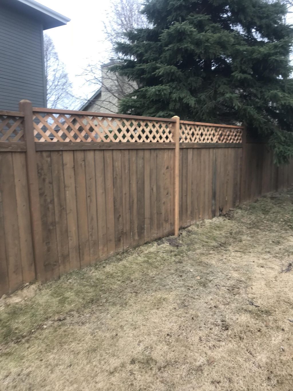Repaired wind damaged fence. 