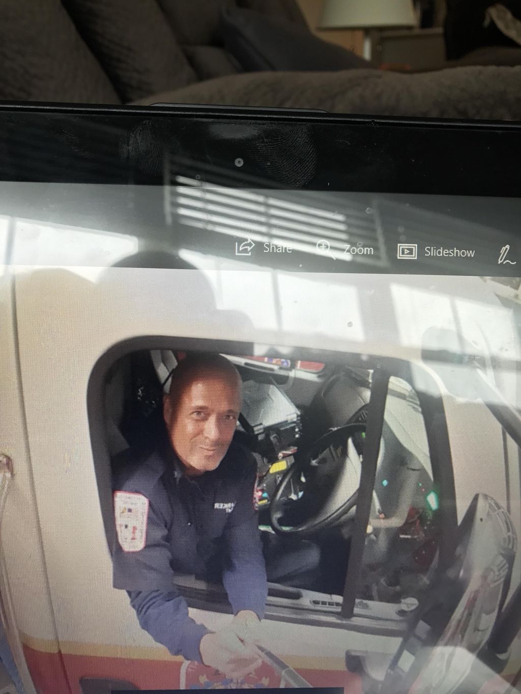 Working at the station on the ambulance