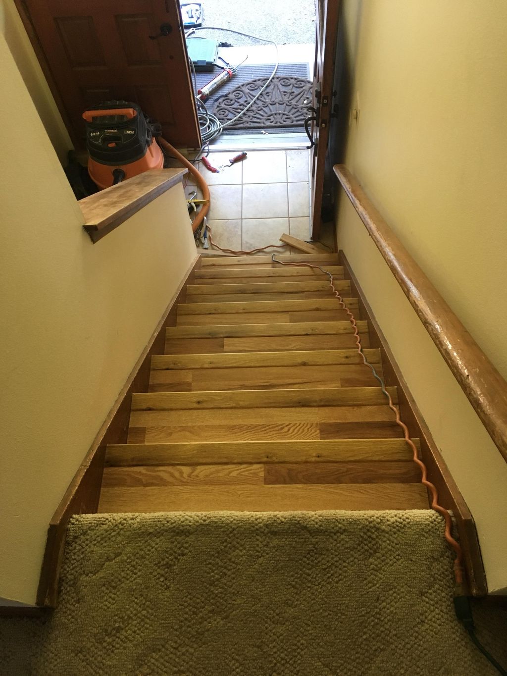 Installed laminate on step