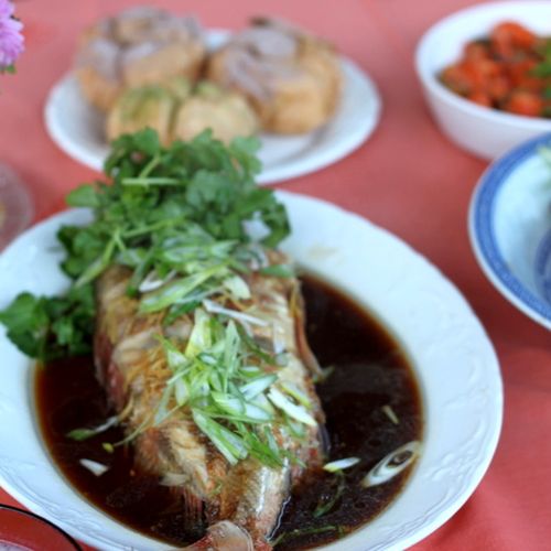Cantonese-style steamed whole fish
