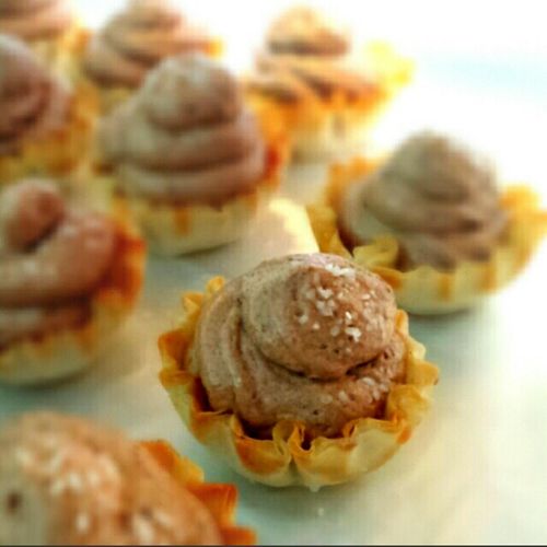 Whipped Chocolate Mouse and Salted Caramel Phyllo 