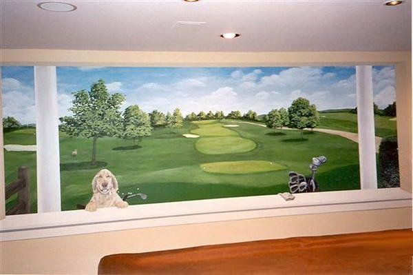 Basement golf mural