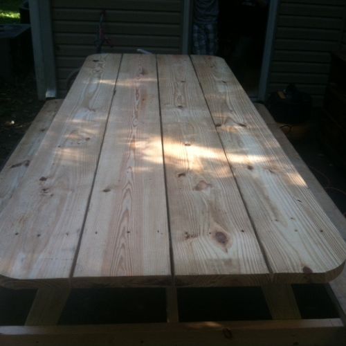 8'x37" picnic table. Not sealed or stained yet.