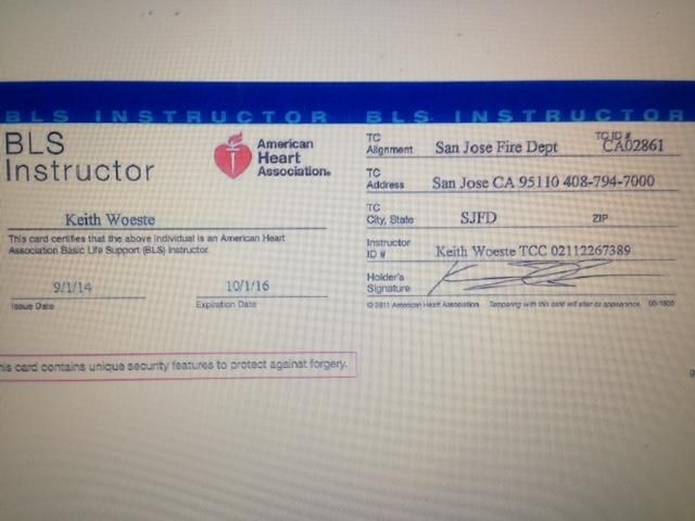 CPR instructor card