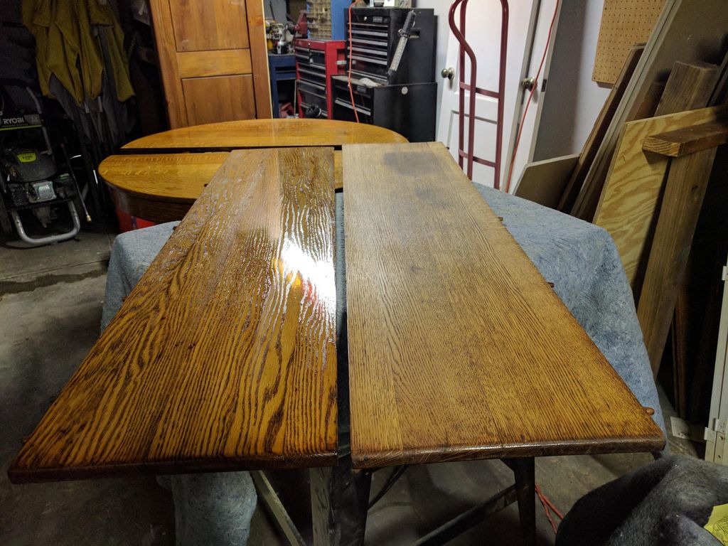 These are two leaves from a tiger oak table I refi