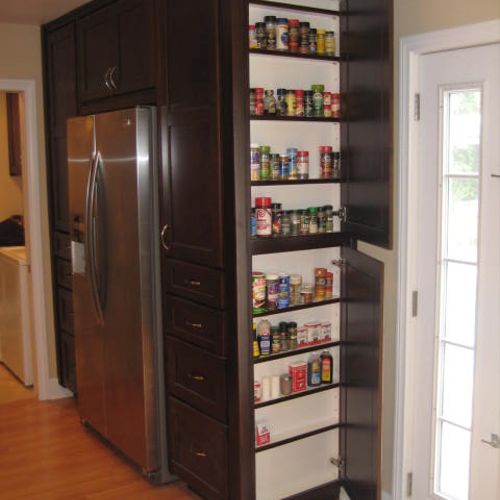 Cabinet with double pantry & hidden spice racks
