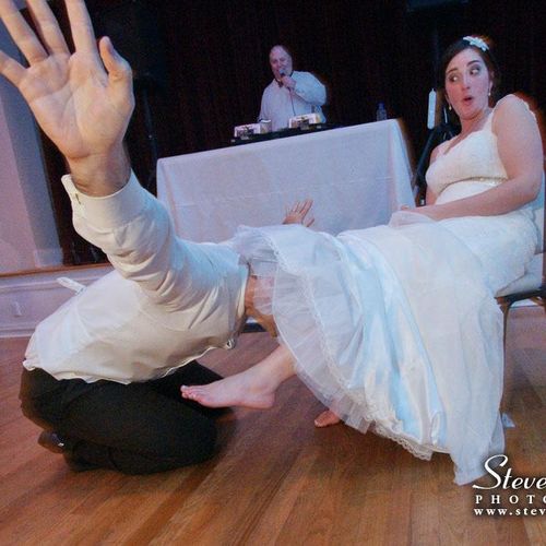 A creative way to pull down the garter.