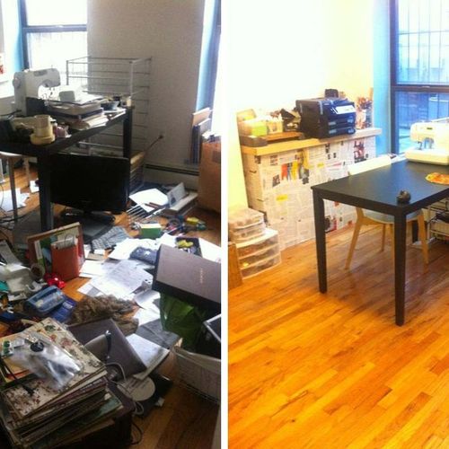 Sewing Room before and after Midtown