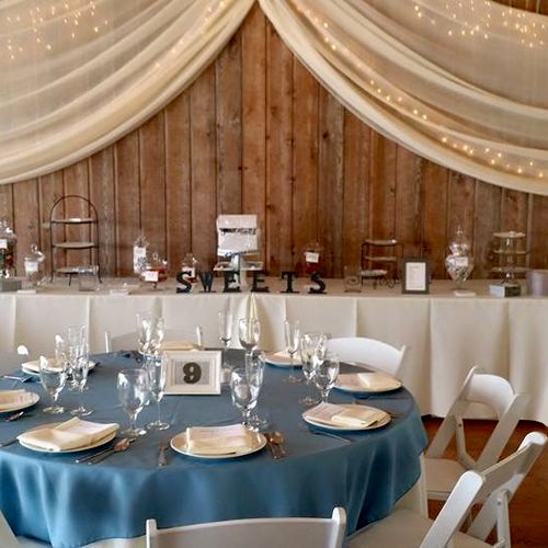 Blue and Ivory wedding in the Bayview Room at Mari