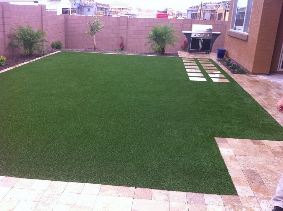 Pavers with Artificial Grass installation
