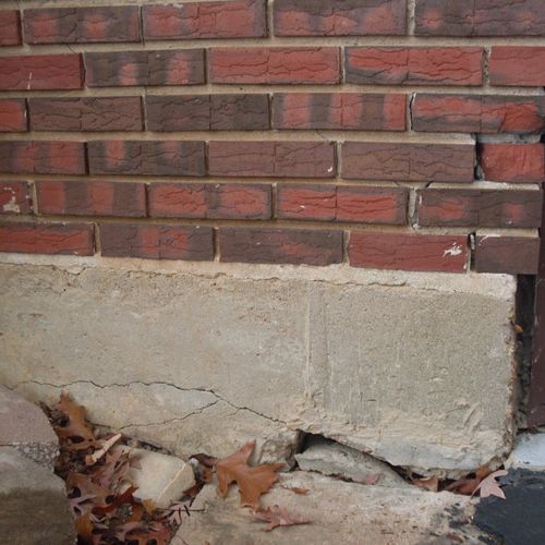 Damaged foundation and damaged mortar joints