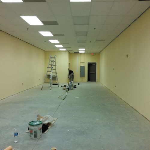 Painted commercial space, walls are 11' high and b