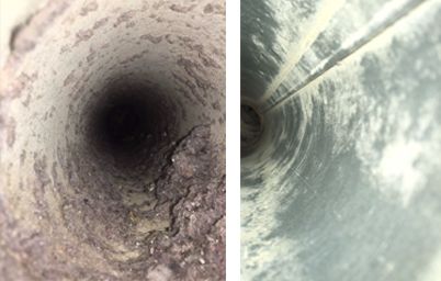 Blue Springs dryer vent before and after