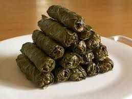 Grape leaves, stuffed with rice and various greens
