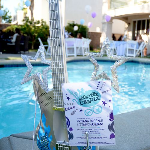 Rockstar baby shower party with custom party theme