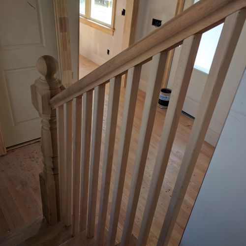 Custom Balusters (Chamfered, tenoned into treads),