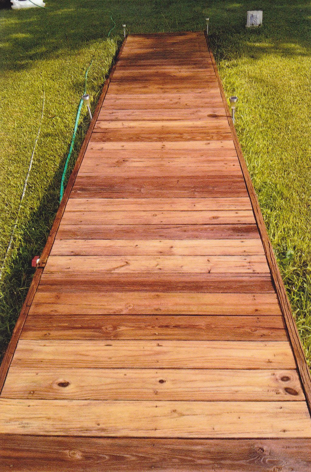 A cleaned wooden dock.