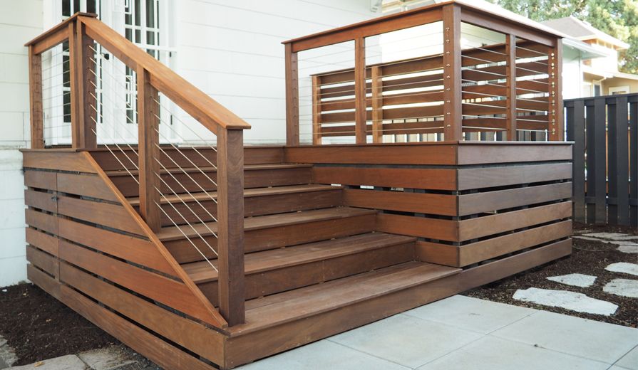 Ipe deck with stainless steel cable railing