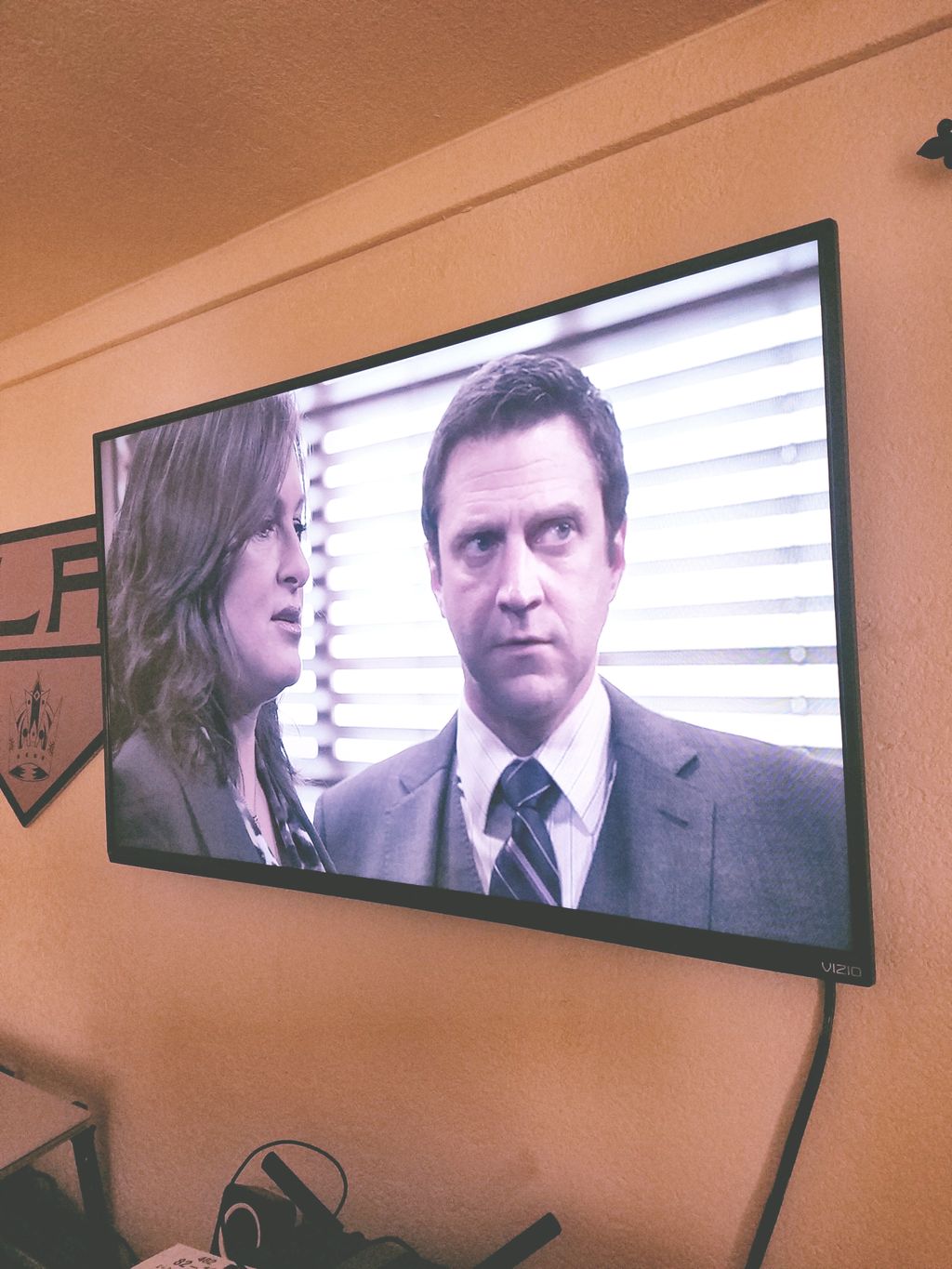 TV Mounted to brick wall.