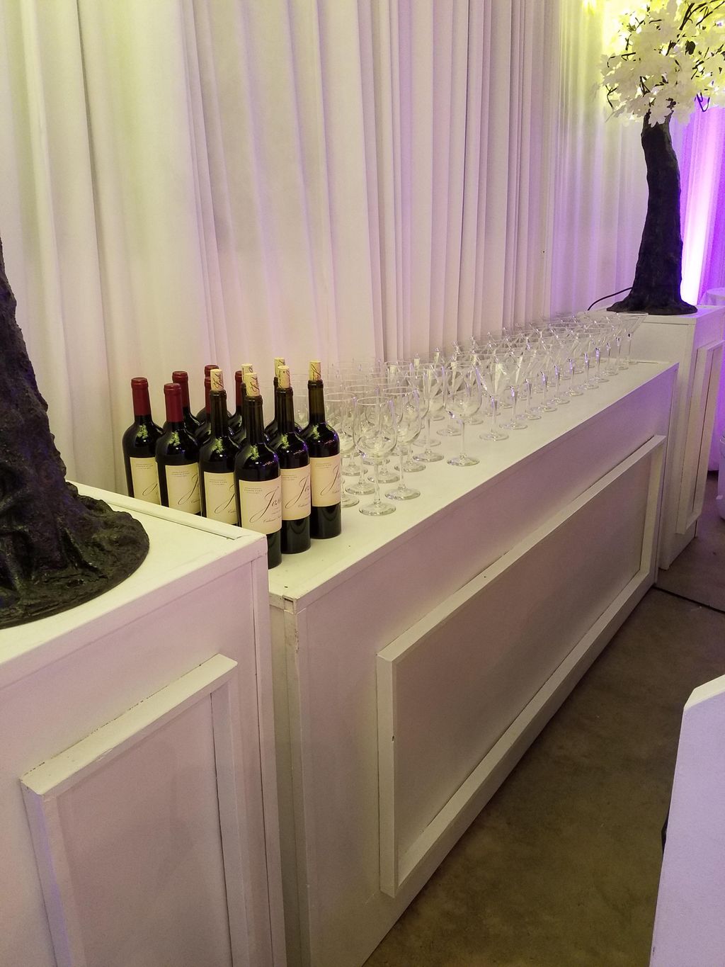 Back bar setup at private event space for a weddin