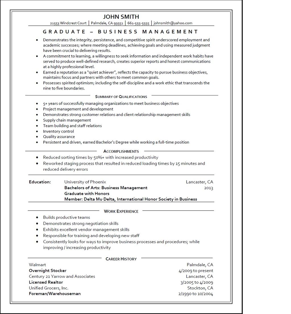 College Graduate Resume Sample
Recent college grad