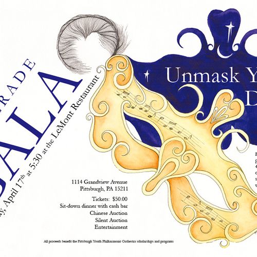 Poster for a Gala event themed "unmask your dreams