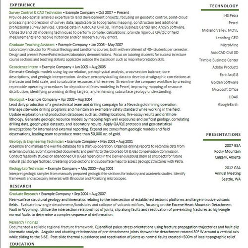 Mid-Level Chronological Resume, Science