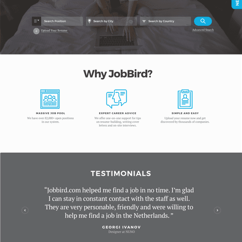 Concept Landing Page Design for Jobbird