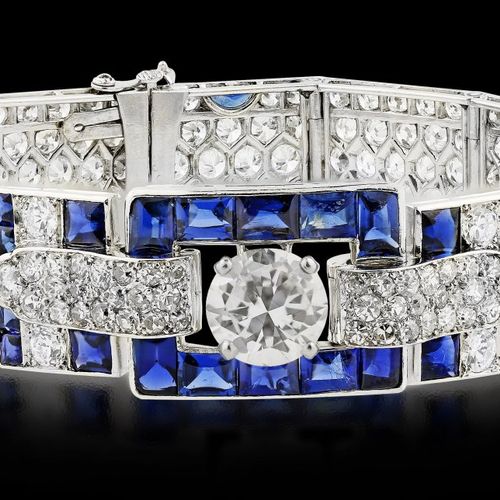 Cartier Art Deco platinum and sapphire bracelet.