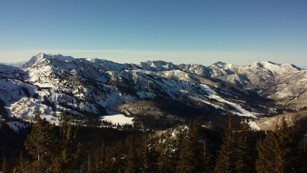 A view of the Wasatch Mountains in Utah during a r