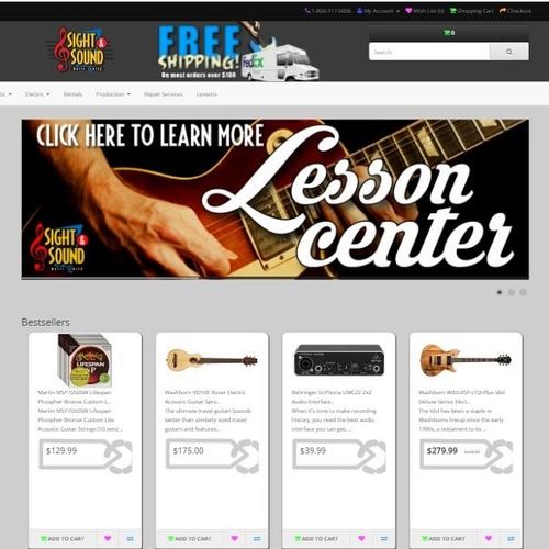 Website Designed for Sight & Sound Music Center.