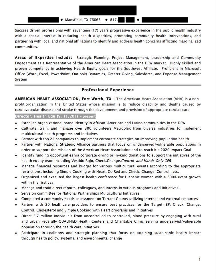 Before: Senior Resume (pg. 1)