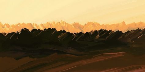 Mohave Mountains, Hand-drawn Digital Painting