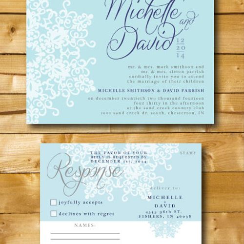 Wedding Invitations and Response Card - "Winter" T