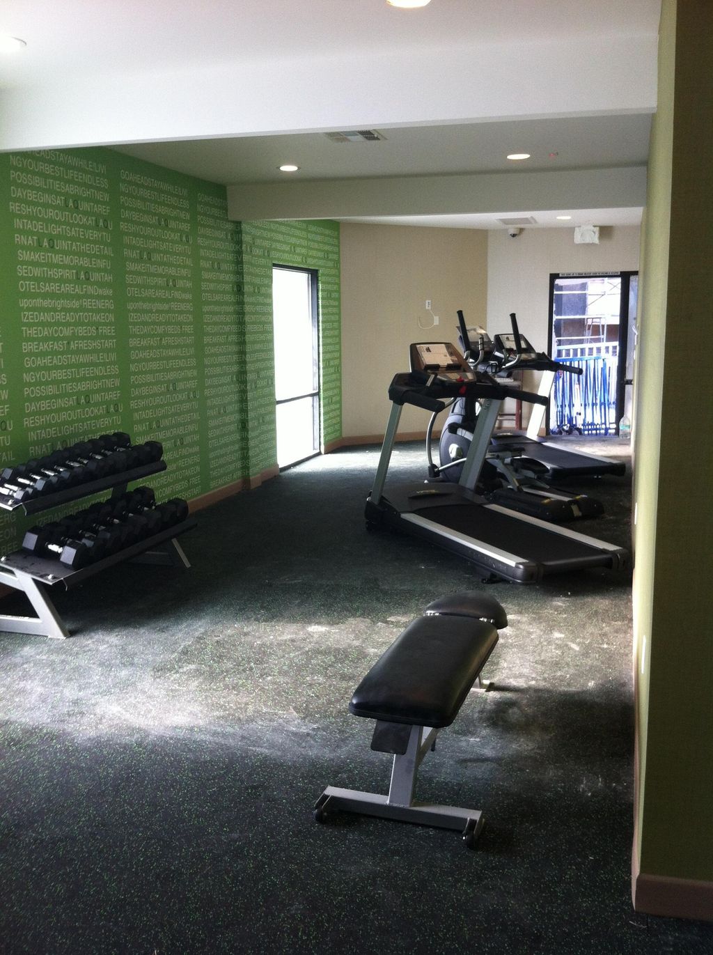 Hotel renovation. Gym equipment assembly and place
