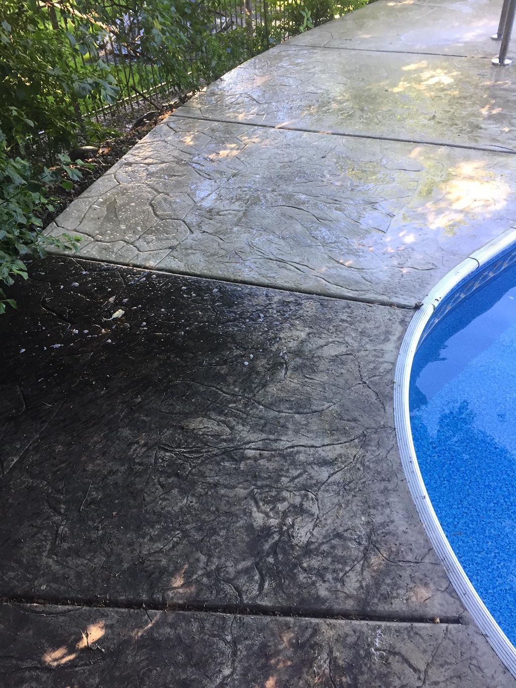 Before (below) and after (above) a pool-side softw